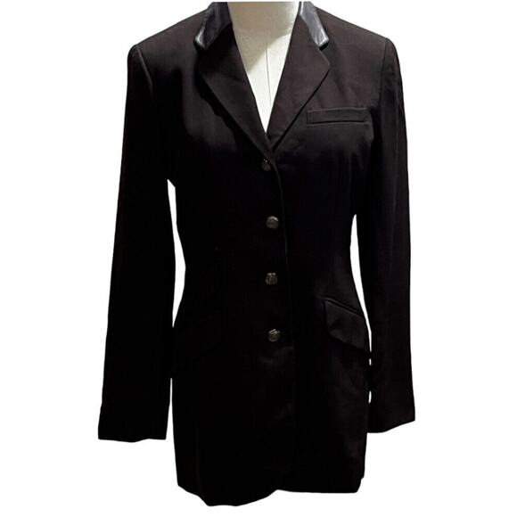 Lauren Ralph Lauren Green Label Brown equestrian Wool/leather Coat Blazer sz 4 - Picture 2 of 11